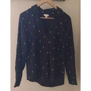 Garnet Hill V Neck Popover Blouse